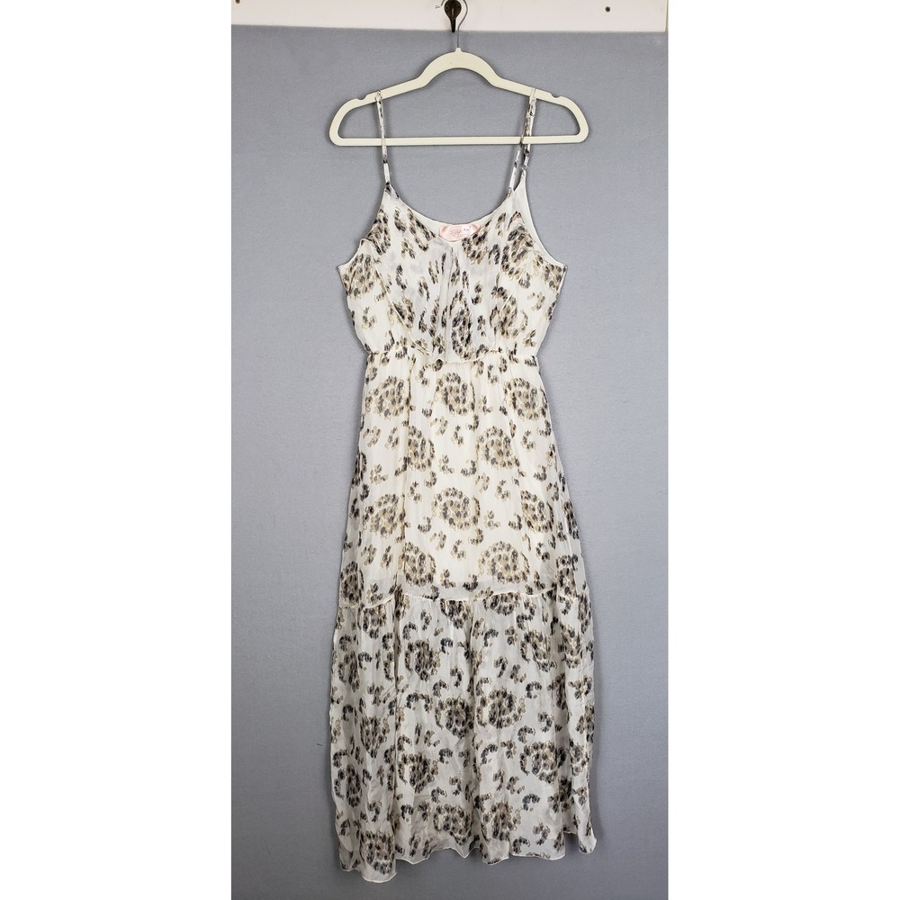 Scandal Italy Size S/M Silk Chiffon Slip Maxi Dress Neutral Coastal Parisian